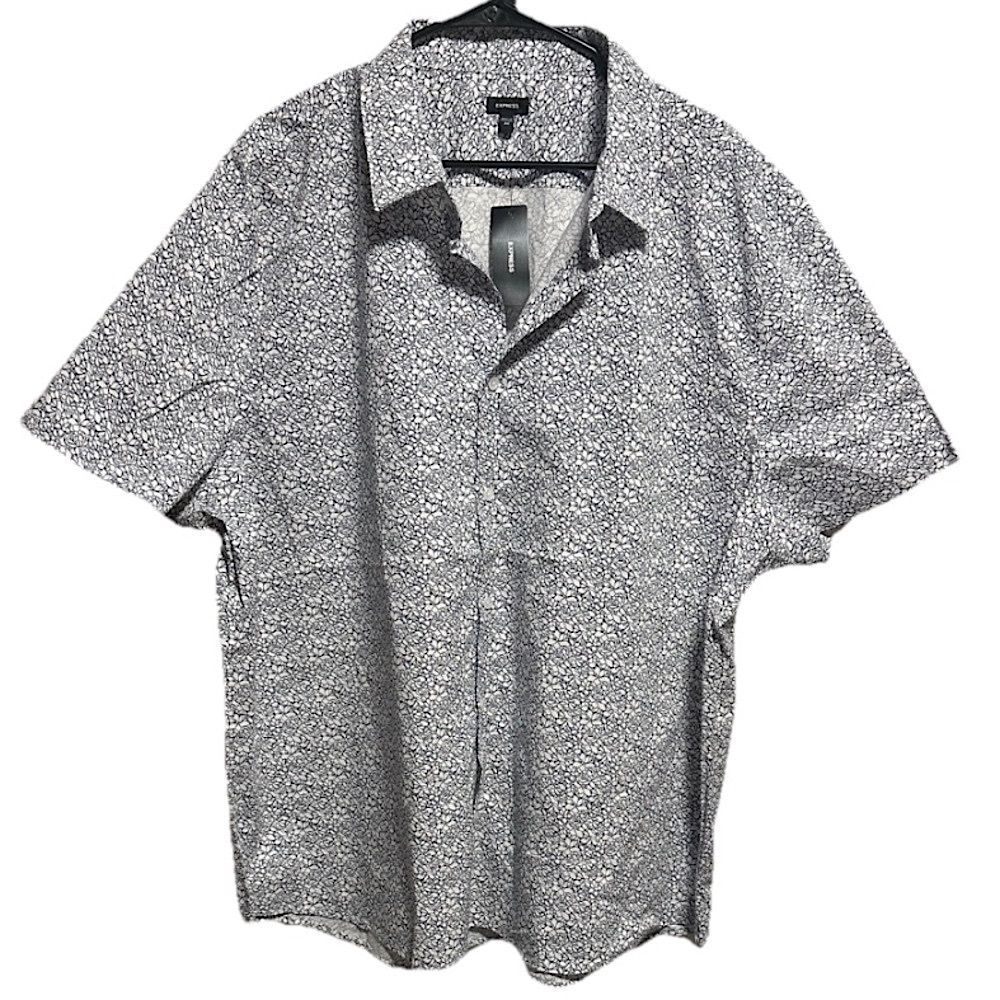 EXPRESS Mens Short Sleeve Floral Button Up Shirt NWT Size 3X Preppy Casual Beach